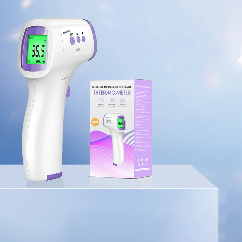 Thermomètre Infrarouge Portable de Qualité Médicale Rapide Précis, Affichage Rétroéclairé 3 Couleurs pour Mesurer la Température Adulte